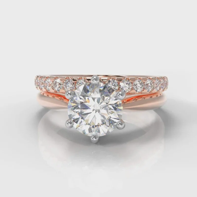 Star Solitaire Round Brilliant Bridal Set - Rose Gold