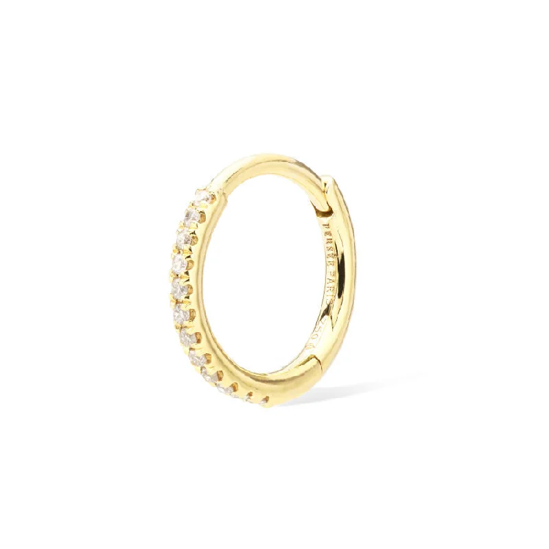 Piercing Pavéd 18K Gold, Whitegold or Rosegold Hoop w. Diamonds