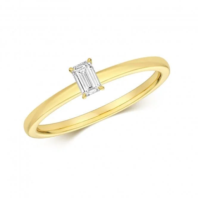 Diamond Emerald Cut Solitaire Ring RDQ271