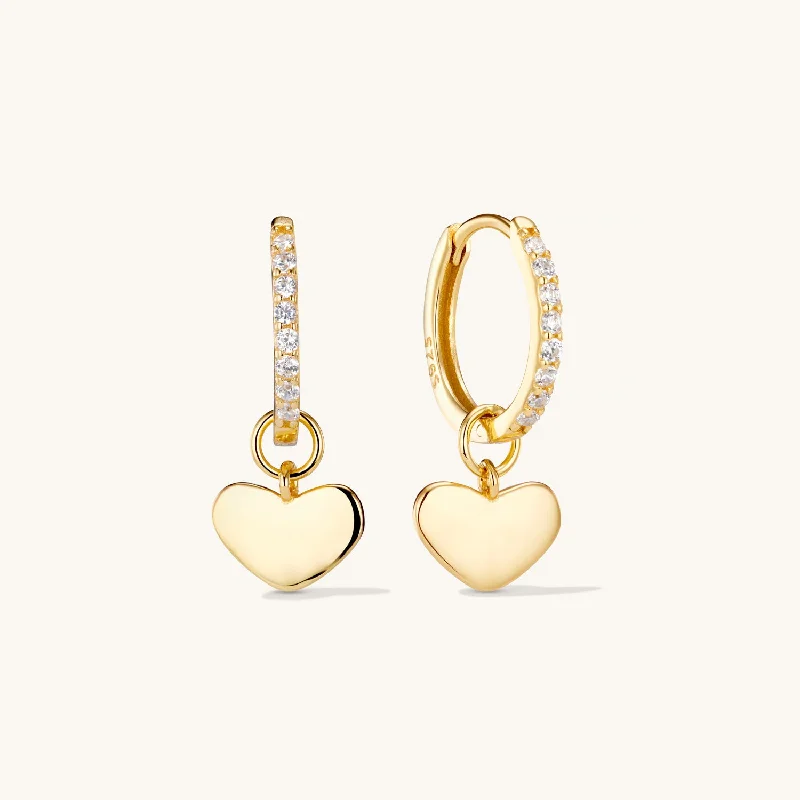 Amore Heart Hoop Earrings Gold