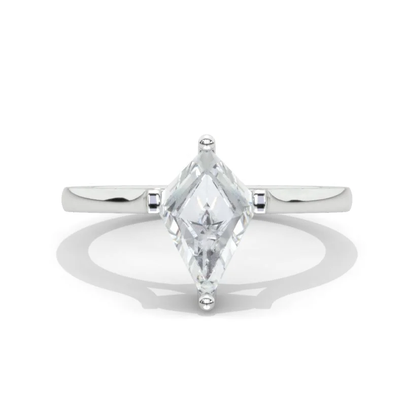 14K White Gold 2.5 Carat Kite Moissanite Solitaire Engagement Ring