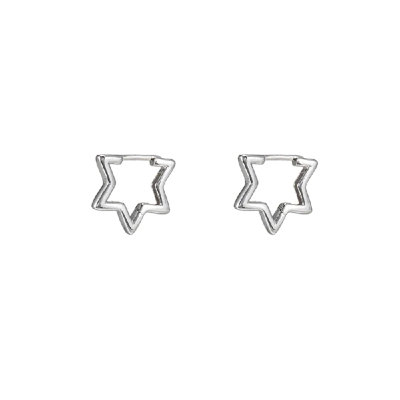 Sterling Silver Star Huggie Hoop Earrings