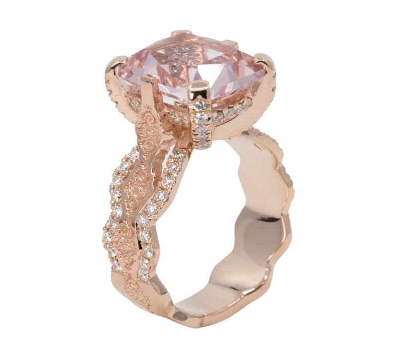 4.5 ct Morganite and Diamond Engagement Ring