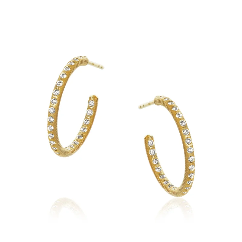 Medium Esme Galaxy 18K Gold Hoops w. Diamonds