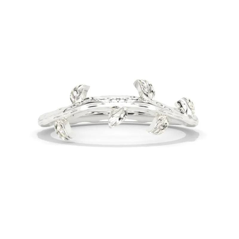 Leaf Engagement Ring. Gold Floral Twig Eternity Ring