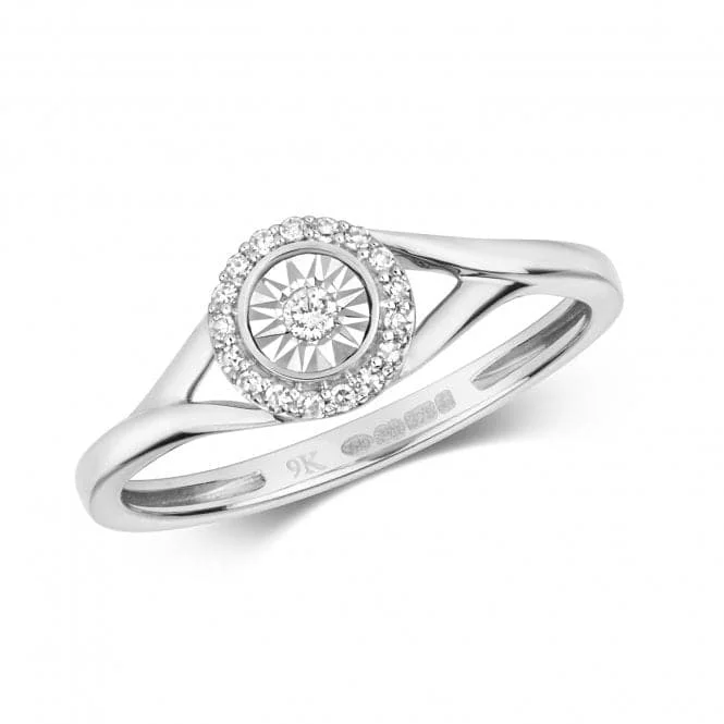 Diamond Jewellery 9ct White Gold Ring with 19 Diamonds RD523W