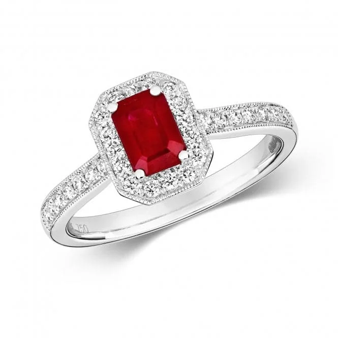 Diamond Cluster Octagon Ruby Ring RDQ415WR