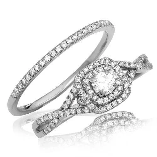 14KW 0.55CTW DIAMOND BRIDAL SET - DOUBLE SQUARE