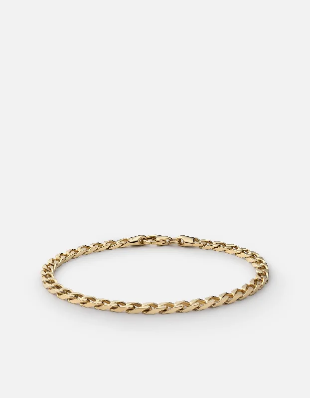 4mm Cuban Chain Bracelet, Gold Vermeil