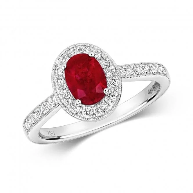 Diamond Cluster Oval Ruby Ring RDQ417WR