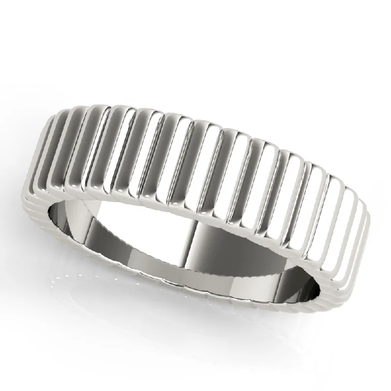 Women's Grooved Flat Band Wedding Ring