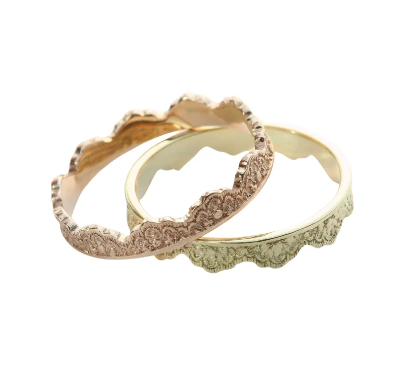 Maeve Lace Crown Wedding Bands