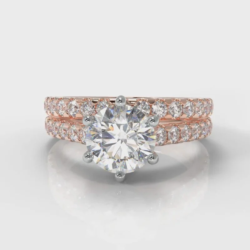 Star Micropavé Round Brilliant Bridal Set - Rose Gold