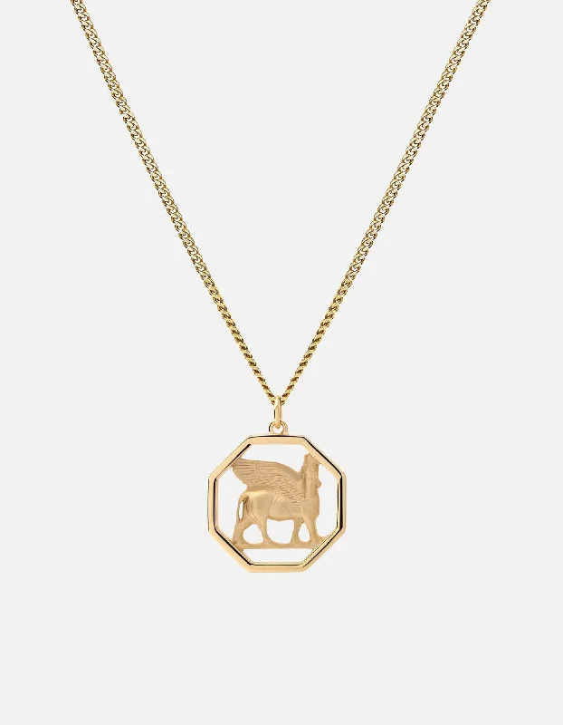 Lamassu Necklace, Gold Vermeil