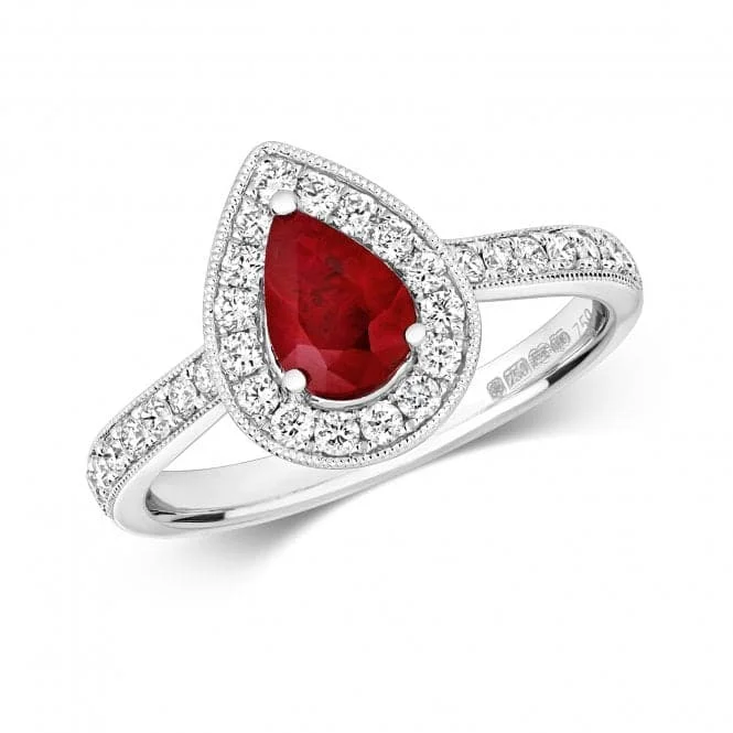 Diamond Cluster Pear Ruby Ring RDQ418WR