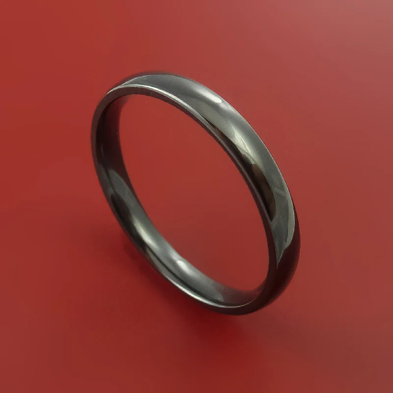 Black Zirconium Ring Traditional Style Band Made to Any Sizing and Finish 3-22