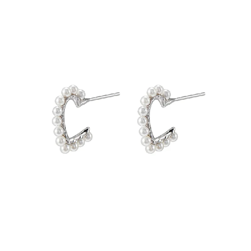 Heart Shape Pearl Hoop Earrings