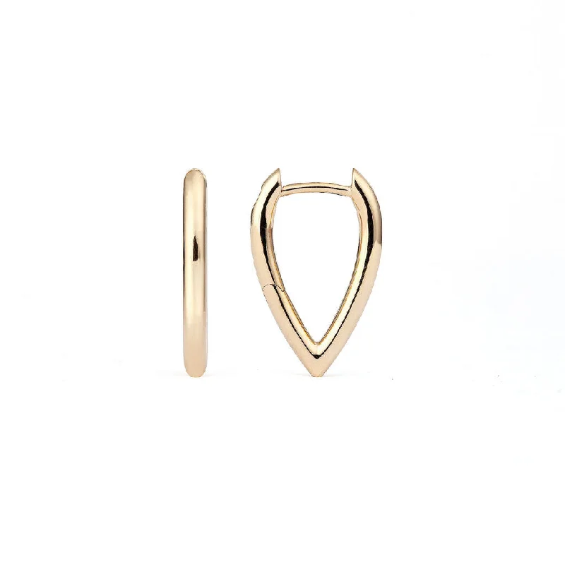 Drop Link Mini Plain (18 mm) 18K Gold Hoops