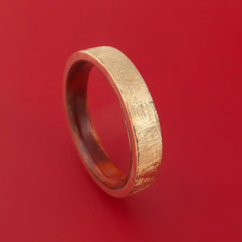 14k Rose Gold Ring with Interior Hardwood Sleeve Custom Made Band