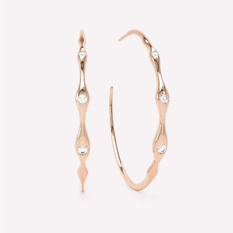 Curve 14K Rosegold Huggies w. Diamonds