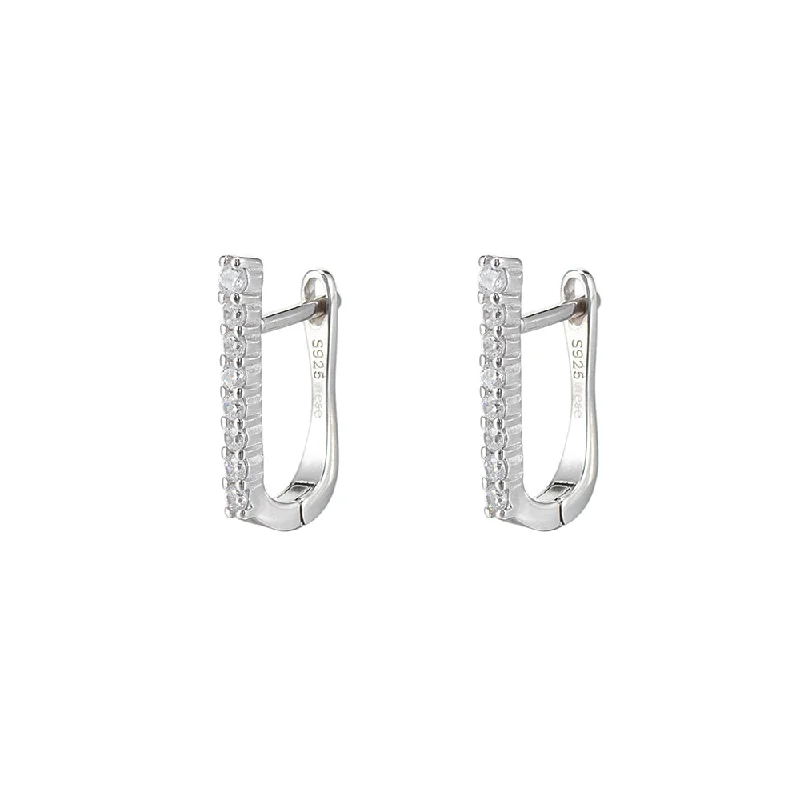 CZ Rectangle Hoop Earrings