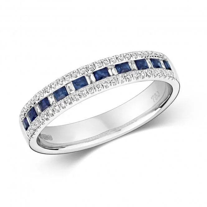 Diamond Princess Cut Eternity With Sapphire Ring RDQ401WS