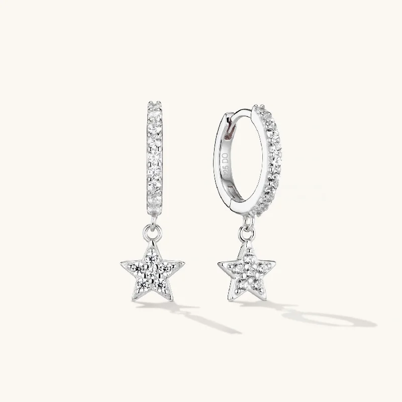 Astrid Star Hoop Earrings Silver