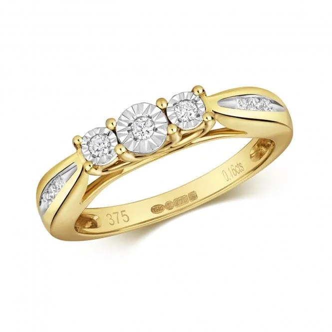 Diamond Jewellery 9ct Gold Diamond 3 Stone Ring RD327