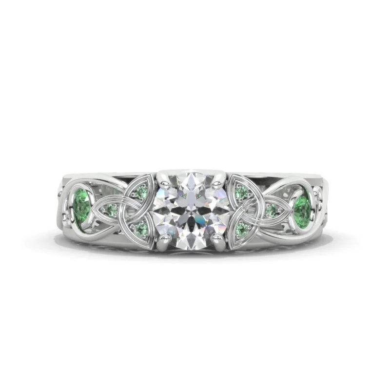 Moissanite Celtic Engagement Ring 14K White Gold