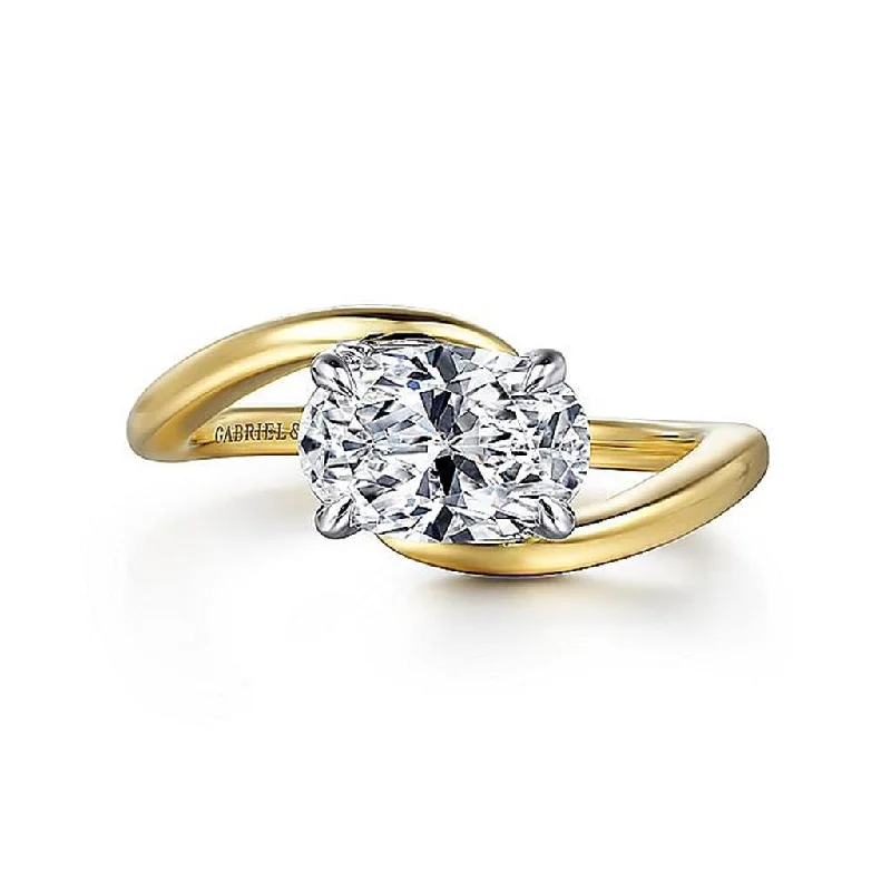 Gabriel 14K By-Pass Curve Solitaire Semi-Mount