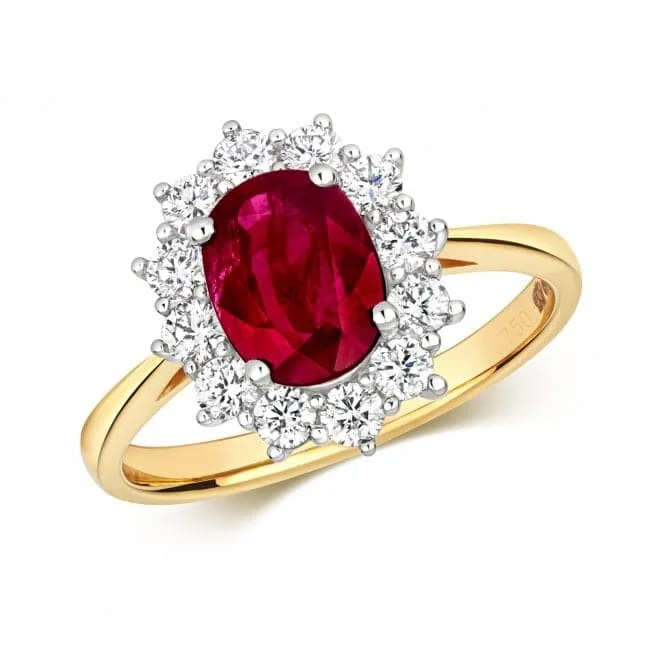 Diamond Cluster Oval Ruby Ring RDQ431R