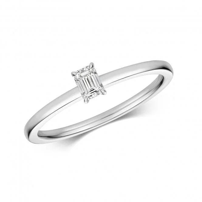 Diamond Emerald Cut Solitaire Ring RDQ271W