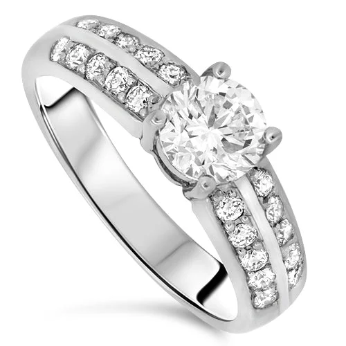 1.40ct Diamond Engagement Handmade Ring with F VS1 Center Diamond