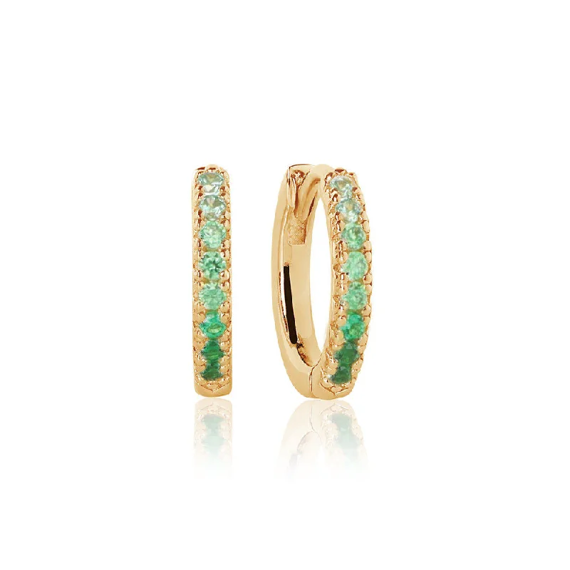 Ellera Medio Green 18K Gold Plated Hoops w. Zirconia