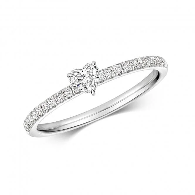 Diamond Heart Shape Solitaire Ring RDQ274W