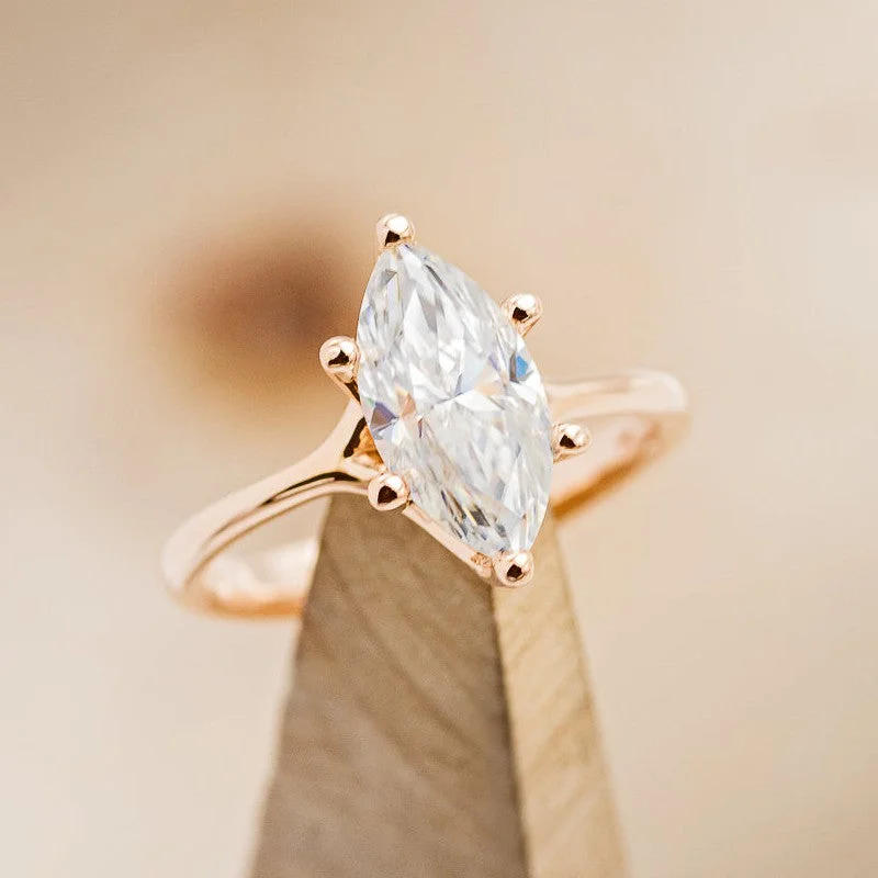 "TULIP" - MARQUISE CUT MOISSANITE SOLITAIRE ENGAGEMENT RING