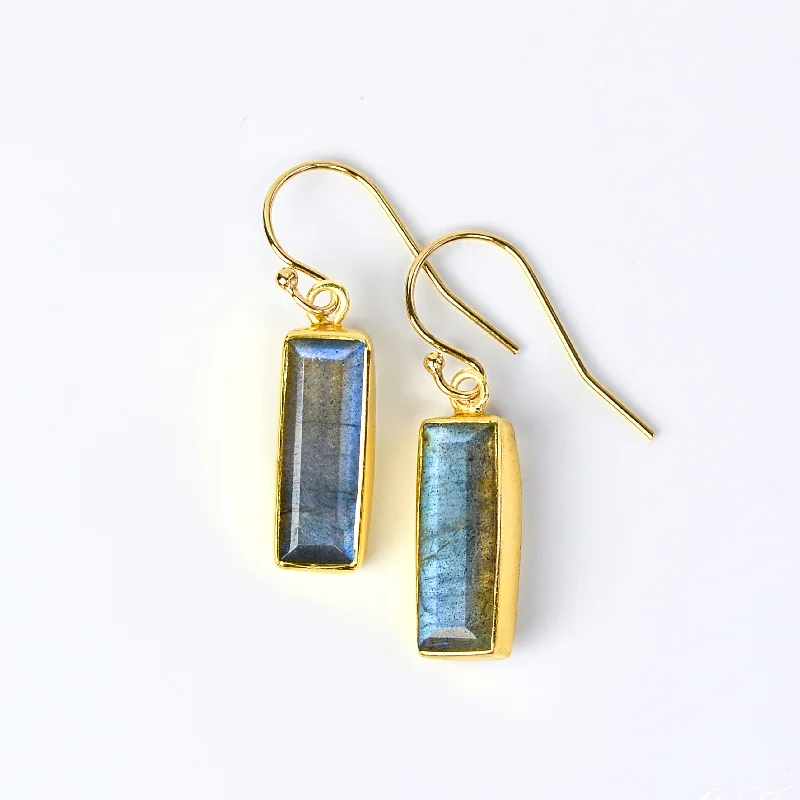 Labradorite Bar Drop Earrings, Adira Series