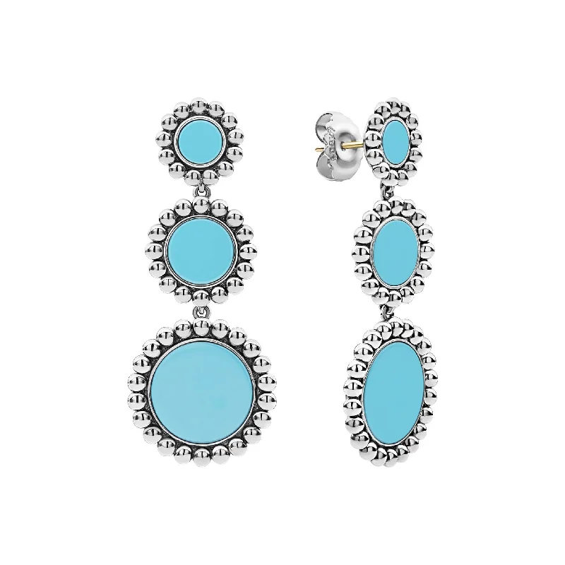 Maya Three Ceramic Circle Drop Earrings