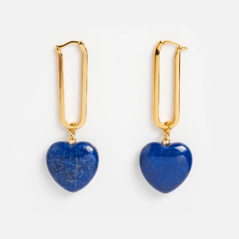 Gemma Lapis Heart Hoop Earrings