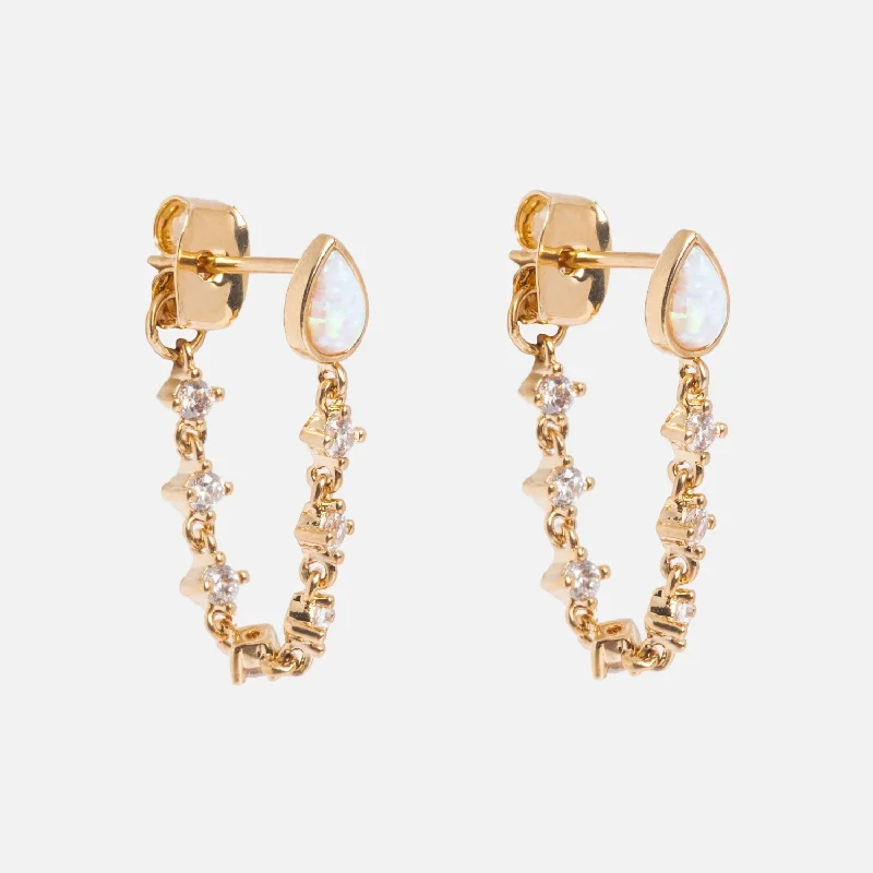 Opal Glitzy Chain Earrings