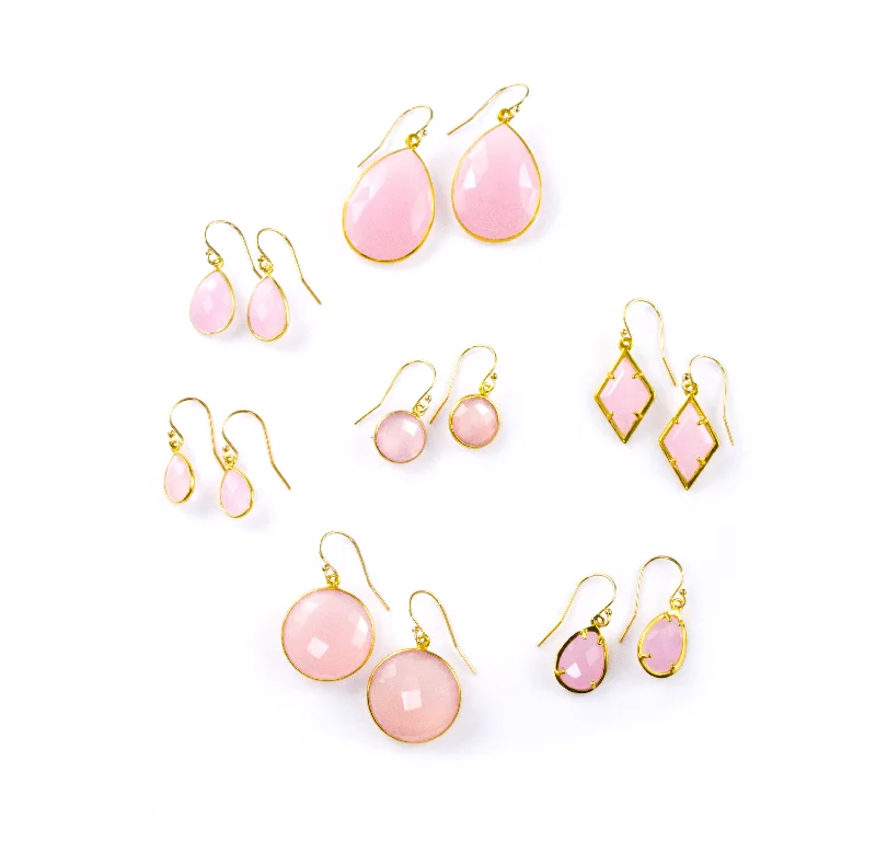 Pink Chalcedony Earrings : October Birthstone