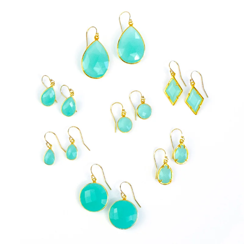 Aqua Chalcedony Earrings : March Birthstone