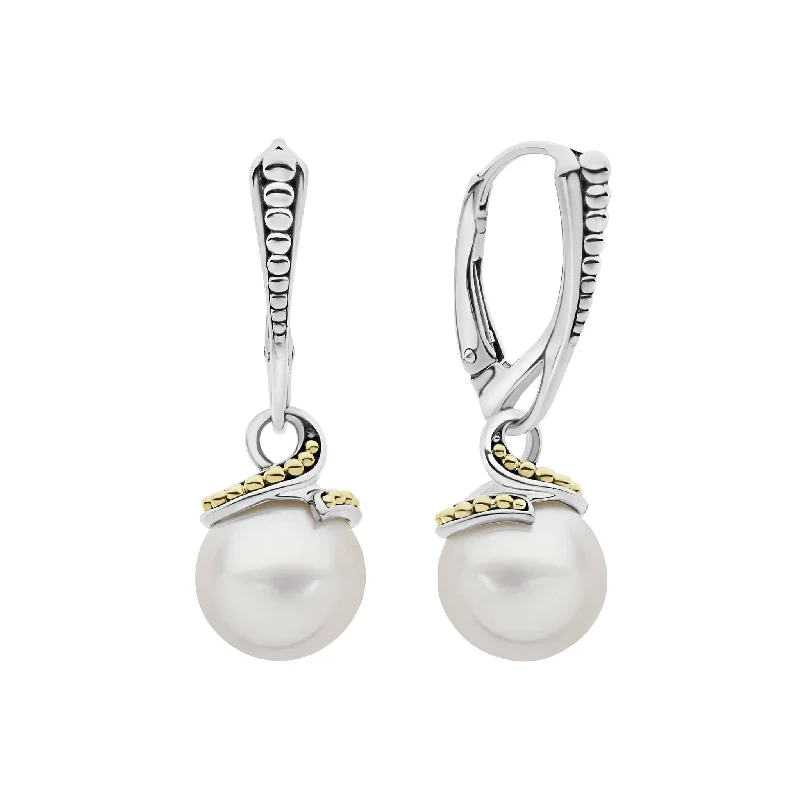 Luna Two-Tone Drop Pearl Earrings