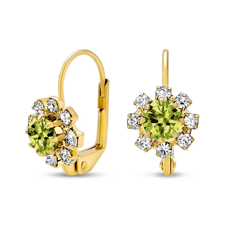 White CZ Flower Gold Plated Drop Earrings More Colors