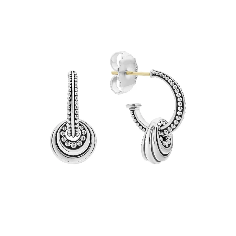 Signature Caviar Fluted Disc Beaded Hoop Earrings