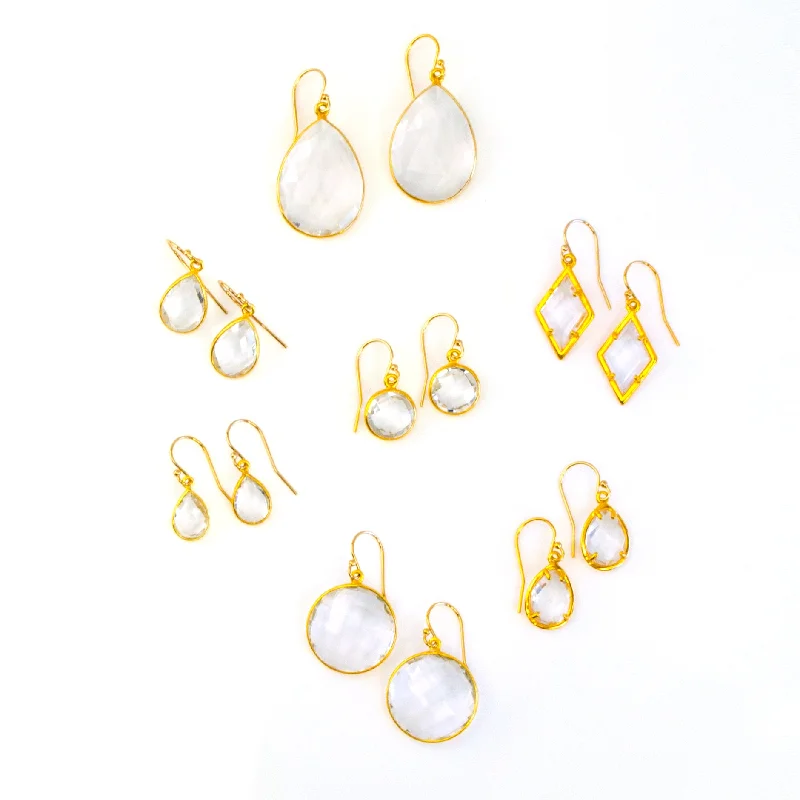 Clear quartz Earrings : April Birthstone