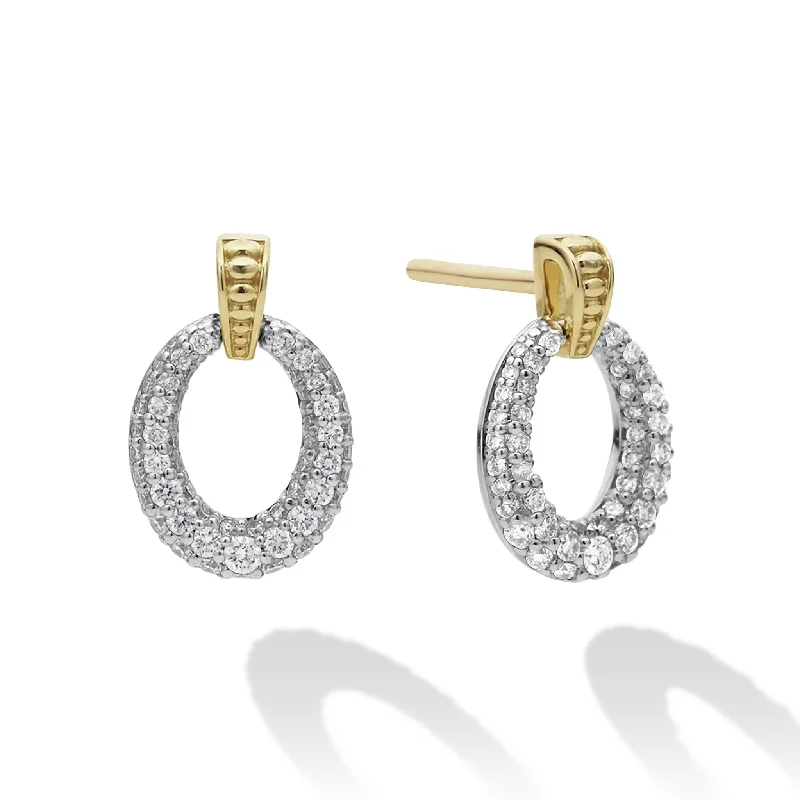 Caviar Lux Oval Drop Diamond Earring