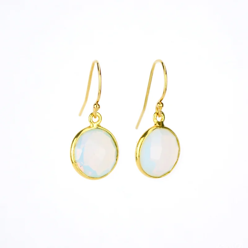 Opalite bezel set Earrings  - October Birthstone