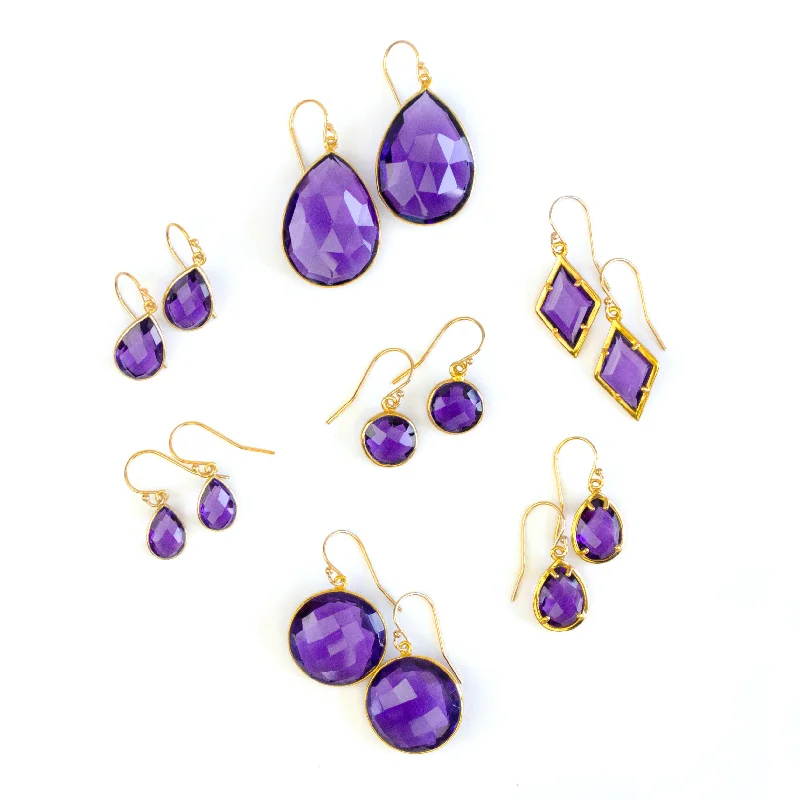 Purple Amethyst Earrings : February Birthstone