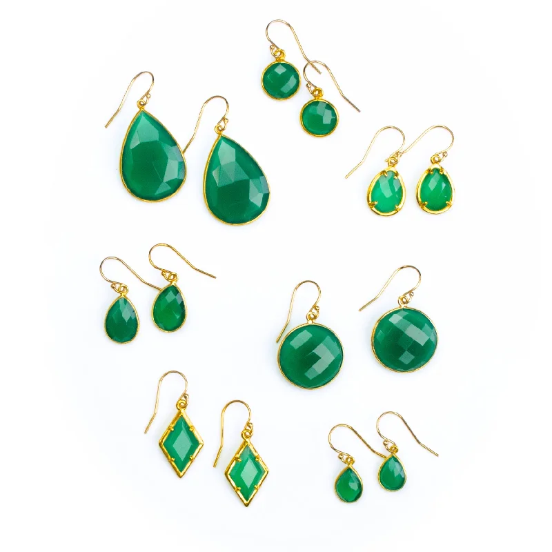 Green Onyx Earrings : May Birthstone